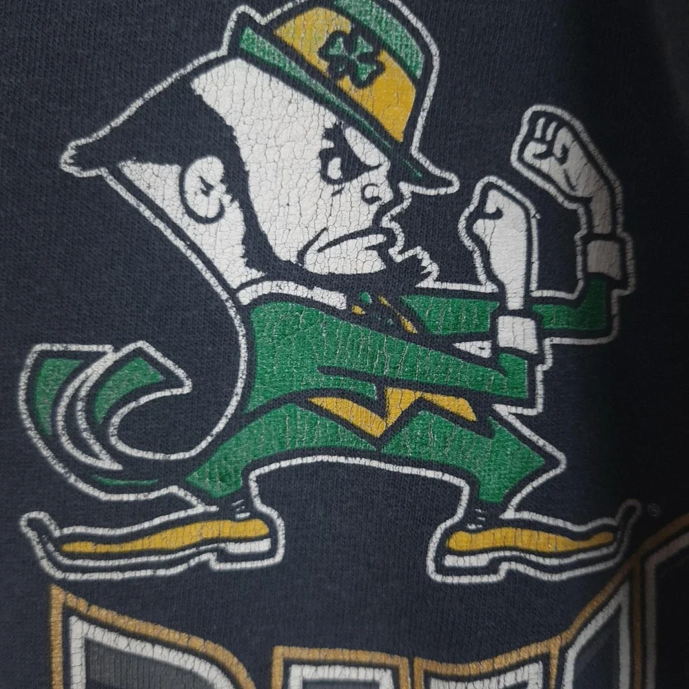 Vintage Notre Dame Fighting Irish Shirt Boys 10 Blue NCAA Football Single Stitch
